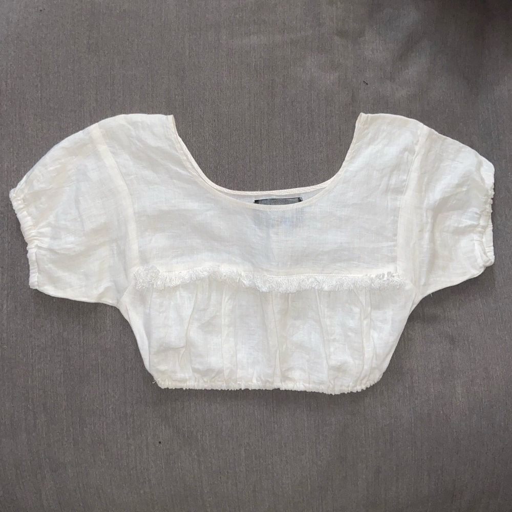REFORMATION - Jalisco Fringe Crop Top White SM